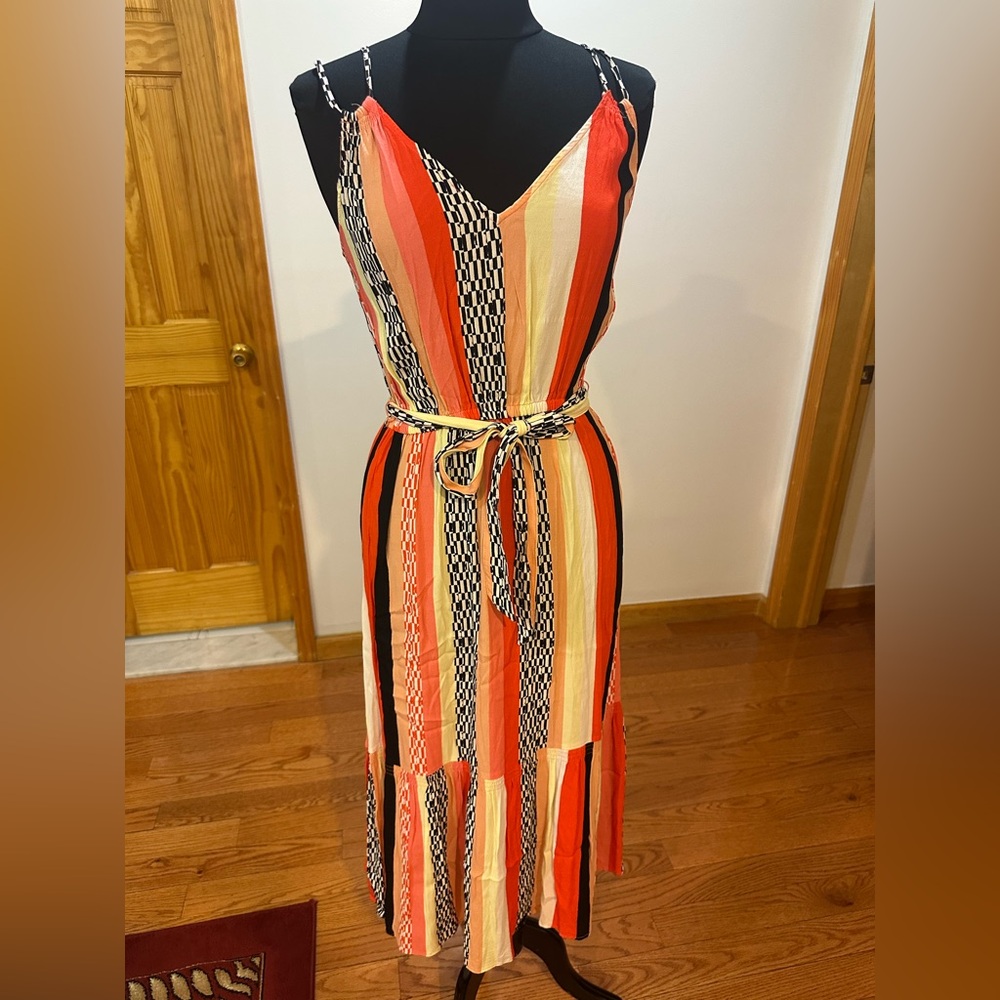 GAP Orange and Yellow Striped Maxi midi dress Like New Size S